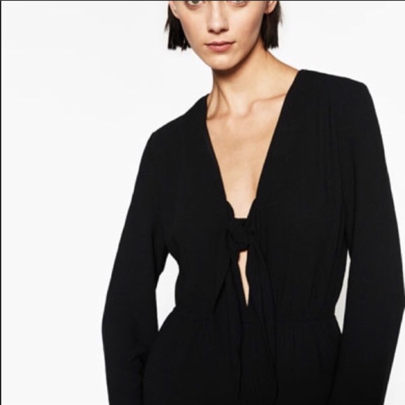 Zara Plunging Neckline Jumpsuit Black - Picture 3 of 6
